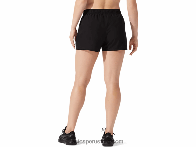 RPVB2779 rendimiento negro Asics pantalón corto plateado de 4 pulgadas para mujer