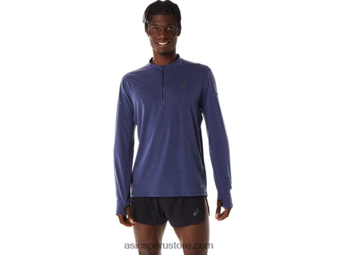 RPVB278 azul índigo Asics top de manga larga con media cremallera metarun para hombre