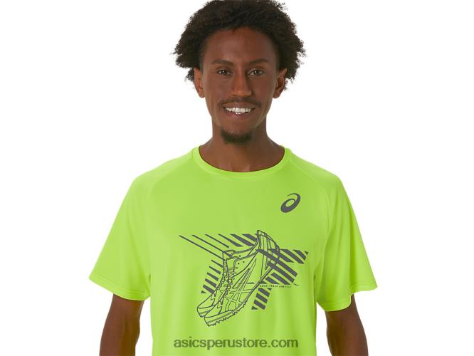 RPVB279 amarillo de seguridad Asics top de manga corta con estampado de zapatos para hombre