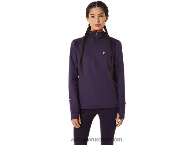 RPVB2791 sombra de noche jaspeado/naranja nova Asics sudadera con capucha de manga larga de invierno para mujer