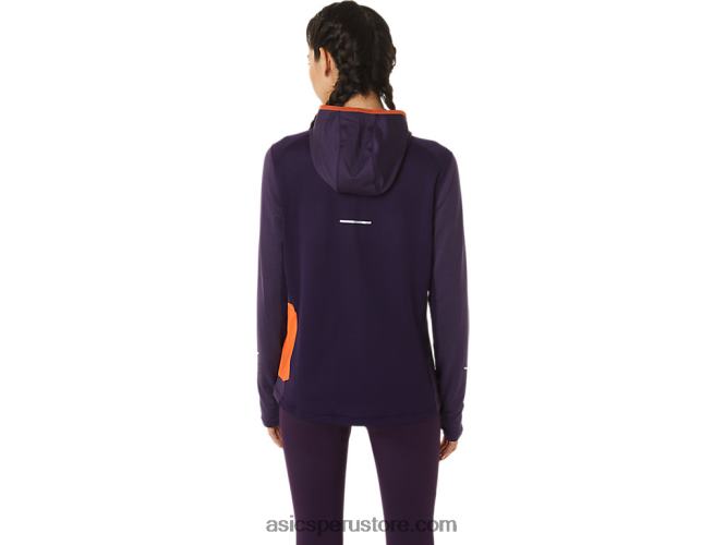 RPVB2791 sombra de noche jaspeado/naranja nova Asics sudadera con capucha de manga larga de invierno para mujer