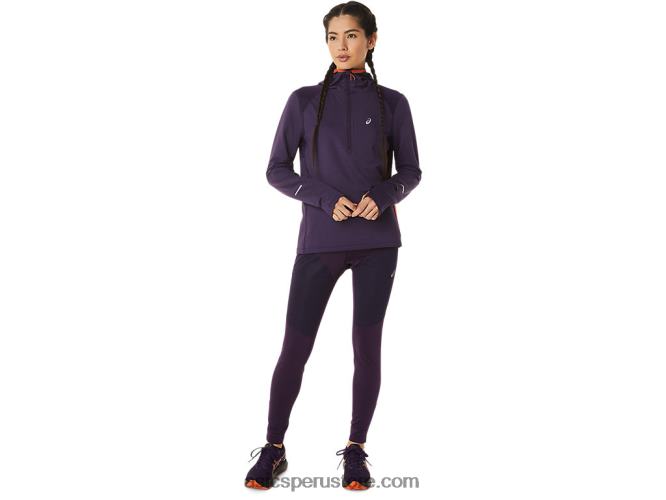 RPVB2791 sombra de noche jaspeado/naranja nova Asics sudadera con capucha de manga larga de invierno para mujer