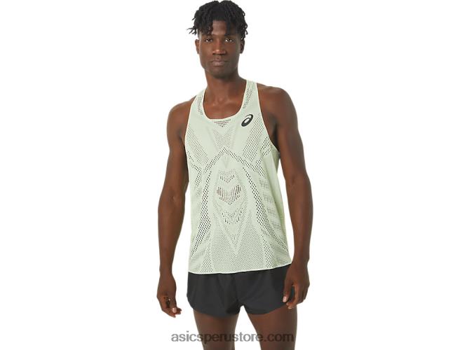 RPVB280 susurro verde Asics camiseta de tirantes jacquard actibreeze para hombre