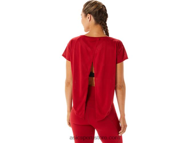 RPVB2800 arándano Asics top de manga corta jacquard movekoyo para mujer