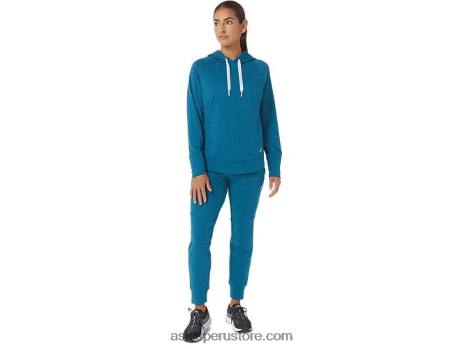 RPVB2809 tinte espacial verde azulado de aguas profundas Asics sudadera con capucha de tecnología para mujer