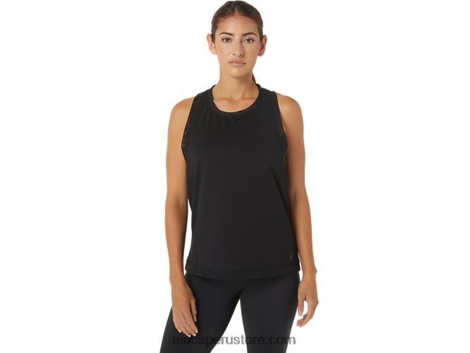 RPVB2811 rendimiento negro Asics camiseta sin mangas kate de malla para mujer