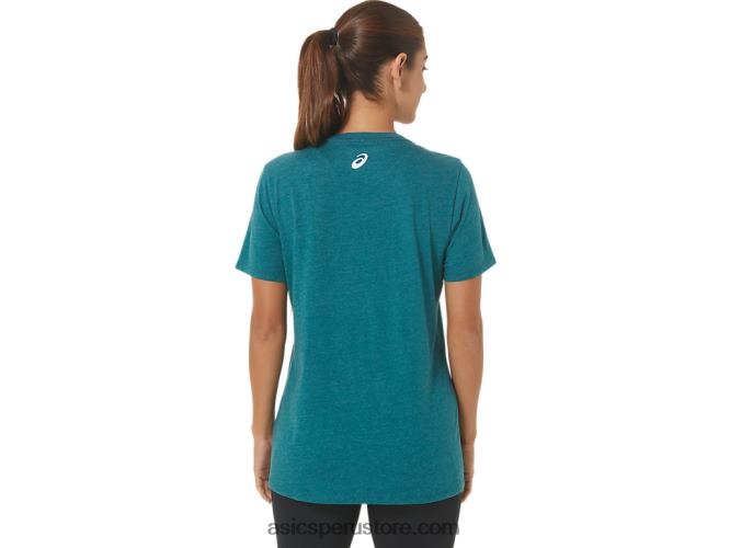 RPVB2812 brezo de pino de terciopelo Asics camiseta de mujer con cuello de pico y eslogan de girasoles
