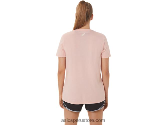 RPVB2813 rosa helada Asics playera con cuello en V para mujer run club