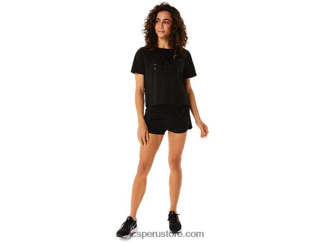RPVB2815 rendimiento negro Asics playera boxy de manga corta con rayas para mujer