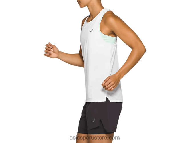 RPVB2830 blanco brillante Asics carrera femenina sin mangas