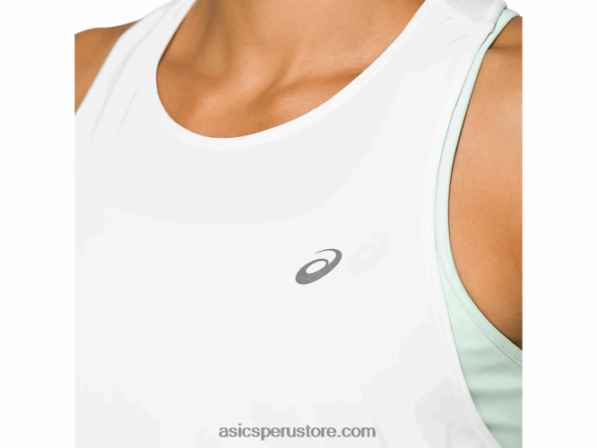 RPVB2830 blanco brillante Asics carrera femenina sin mangas