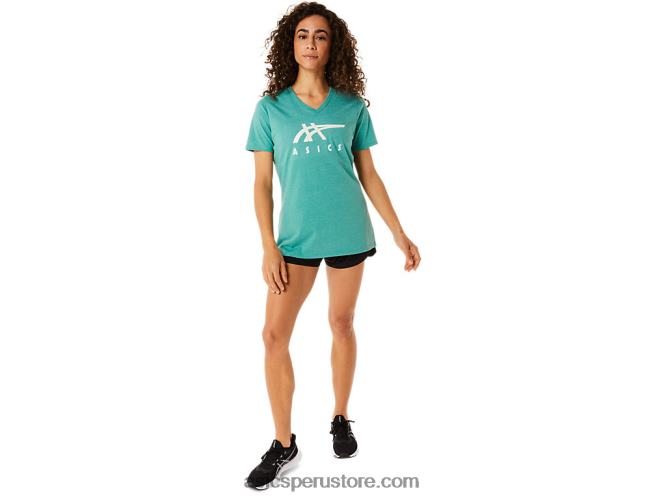 RPVB2831 brezo sabio Asics rayas de mujer con cuello en v