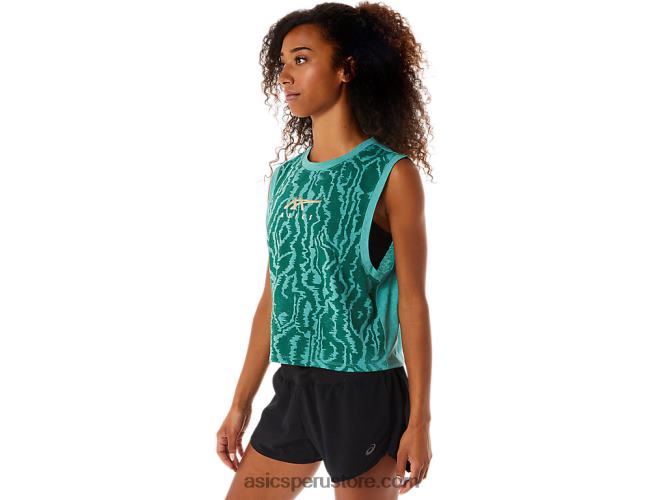 RPVB2836 brezo sabio Asics crop top de mujer con estampado integral