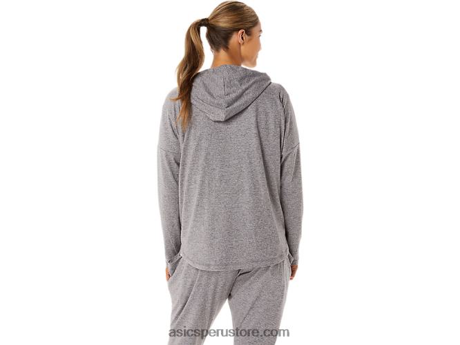 RPVB2937 humo sombra brezo Asics sudadera con capucha y cremallera completa de punto elástico suave para mujer