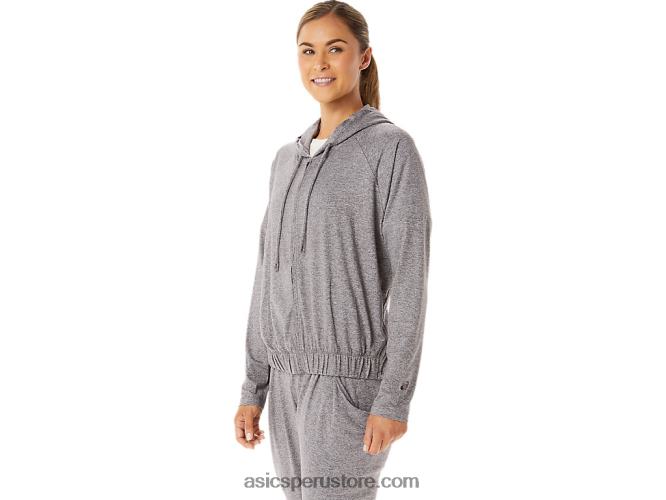 RPVB2937 humo sombra brezo Asics sudadera con capucha y cremallera completa de punto elástico suave para mujer