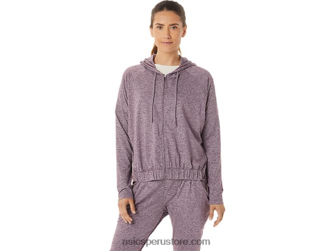 RPVB2939 Brezo profundo de Marte Asics sudadera con capucha y cremallera completa de punto elástico suave para mujer