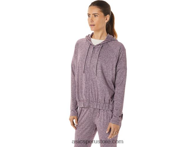 RPVB2939 Brezo profundo de Marte Asics sudadera con capucha y cremallera completa de punto elástico suave para mujer