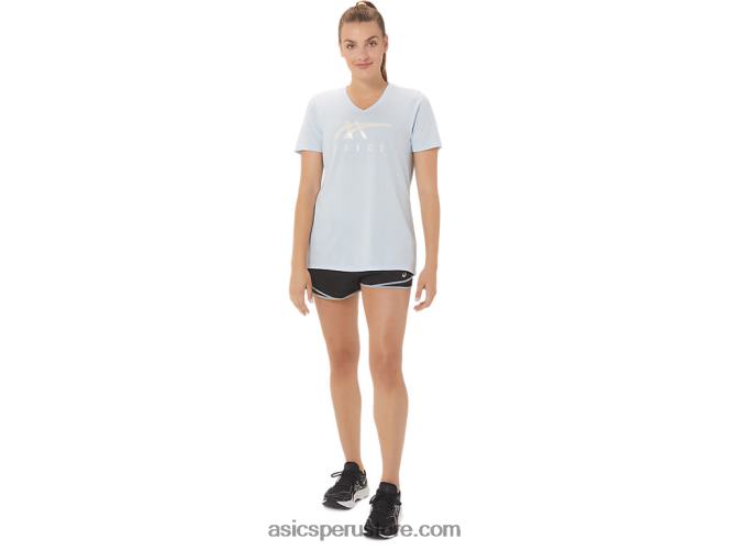 RPVB2971 cielo suave Asics rayas de mujer con cuello en v