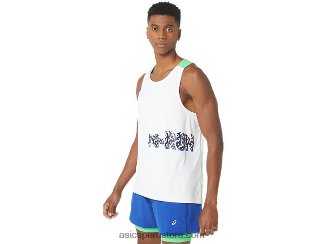 RPVB30 blanco/pista Asics nueva camiseta de tirantes reutilizada fuerte para hombre