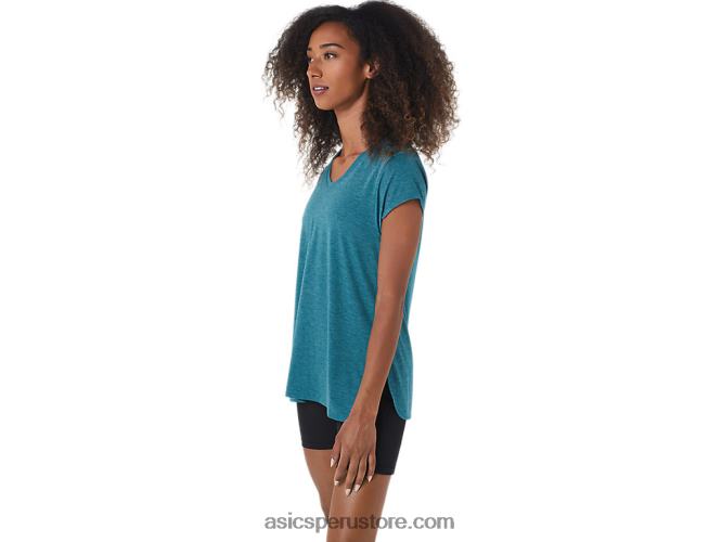 RPVB3045 brezo de pino de terciopelo Asics top de mujer con cuello en v jaspeado