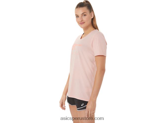RPVB3047 rosa helada Asics rayas de mujer con cuello en v