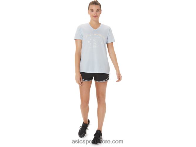 RPVB3066 cielo suave Asics playera con cuello en V para mujer run club