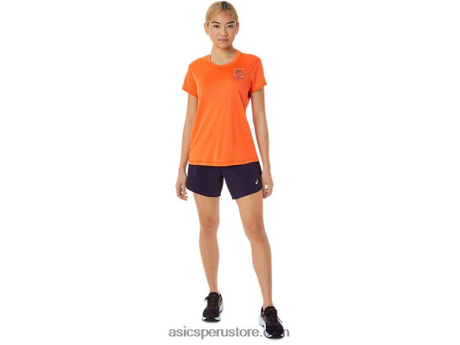 RPVB3075 naranja nueva Asics top de manga corta con logo fujitrail para mujer