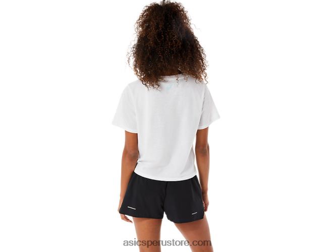 RPVB3142 blanco brillante Asics manga corta enjoy the run para mujer