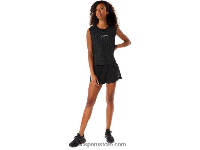 RPVB3145 rendimiento negro Asics crop top de mujer con estampado integral