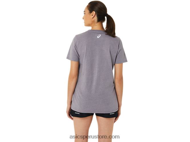 RPVB3201 lavanda gris brezo Asics camiseta de mujer con cuello de pico y eslogan de girasoles