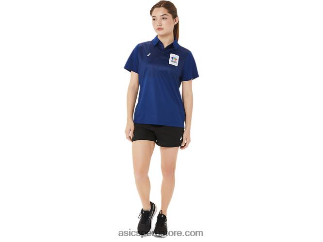 RPVB3214 azul oscuro (pantone 281c) Asics polo con degradado hexagonal para mujer wch