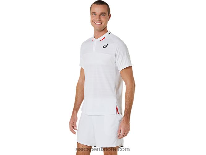 RPVB324 blanco brillante Asics polo de partido de hombre