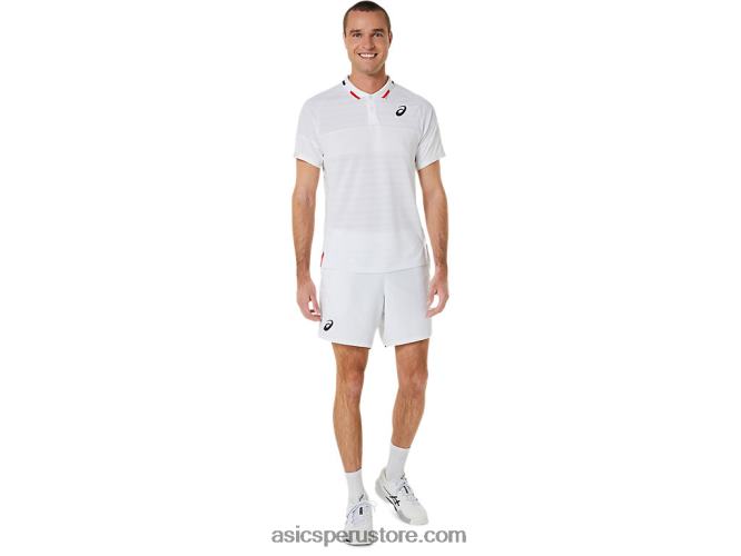 RPVB324 blanco brillante Asics polo de partido de hombre