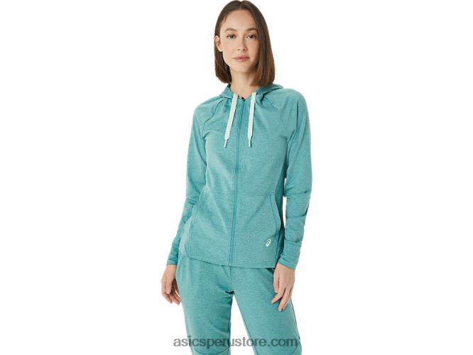 RPVB3265 tinte espacial de salvia Asics sudadera con capucha técnica con cremallera completa para mujer