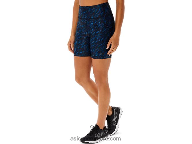 RPVB3299 impresión de sombra nocturna/lago Asics shorts de mujer pr lyte 5in con bolsillos