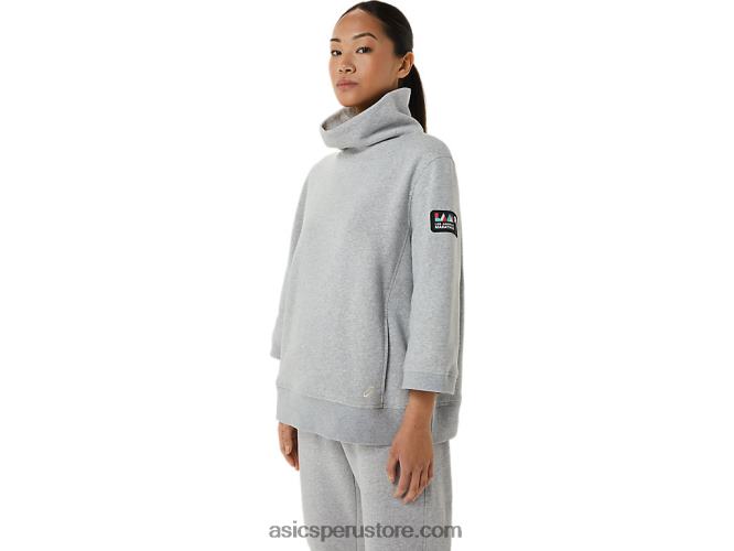 RPVB3308 brezo gris claro Asics sudadera con capucha de vellón Sunday para mujer