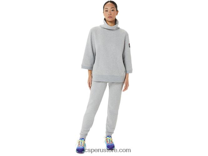 RPVB3308 brezo gris claro Asics sudadera con capucha de vellón Sunday para mujer