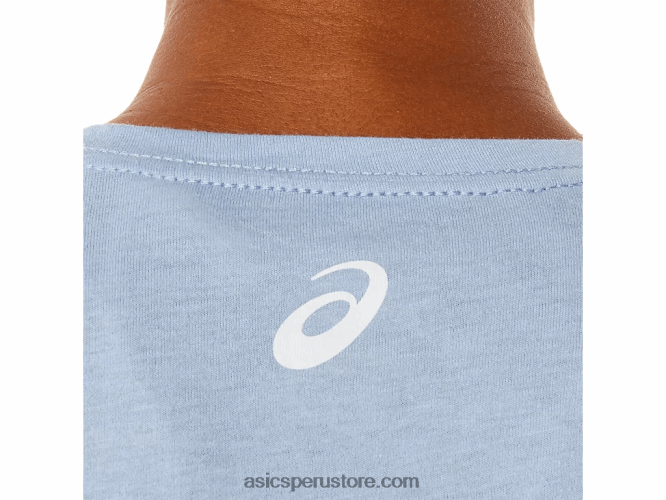 RPVB3322 brezo de niebla Asics camiseta de mujer con cuello de pico y eslogan de girasoles