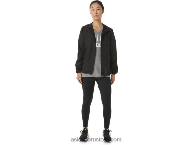 RPVB3358 rendimiento negro/ciruela profunda Asics chaqueta plegable de mujer