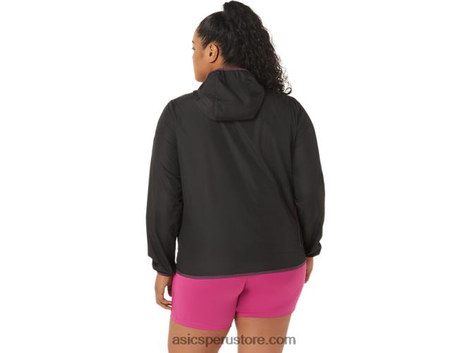 RPVB3358 rendimiento negro/ciruela profunda Asics chaqueta plegable de mujer