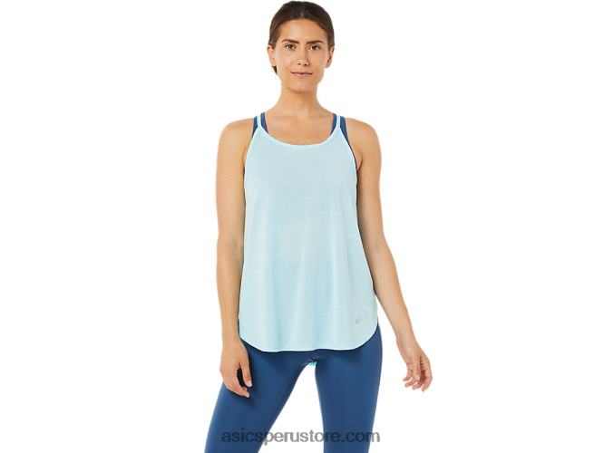 RPVB3364 azul claro Asics top sin mangas con abertura para mujer