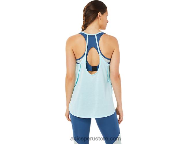 RPVB3364 azul claro Asics top sin mangas con abertura para mujer