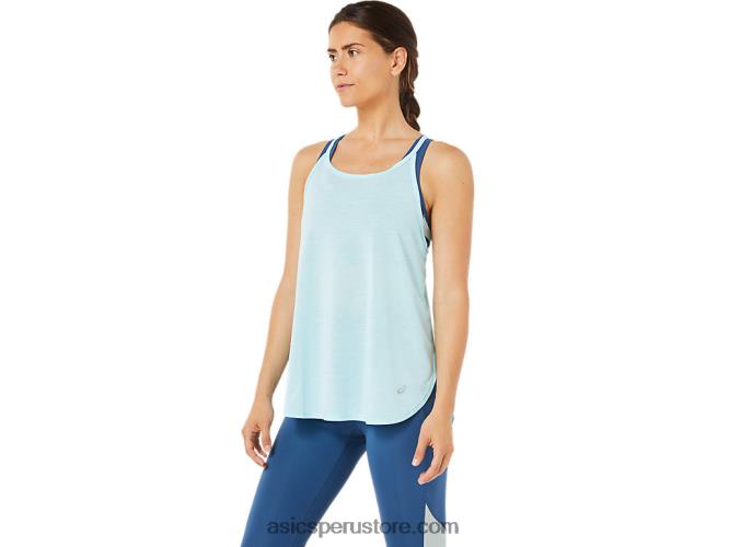 RPVB3364 azul claro Asics top sin mangas con abertura para mujer