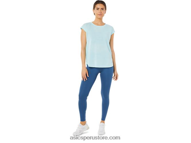 RPVB3369 azul claro Asics top de manga corta con abertura para mujer