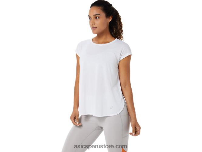 RPVB3381 blanco brillante Asics top de manga corta con abertura para mujer