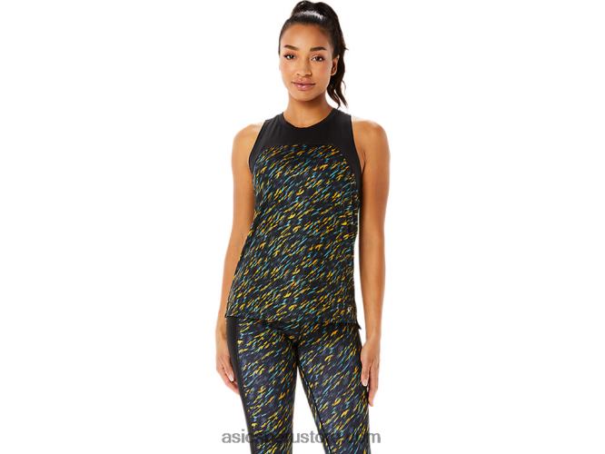 RPVB3386 sombra de noche/estampado de salvia Asics camiseta sin mangas pr lyte run para mujer