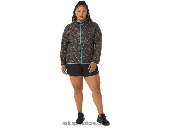 RPVB3399 sombra de noche/estampado de salvia Asics chaqueta plegable de mujer