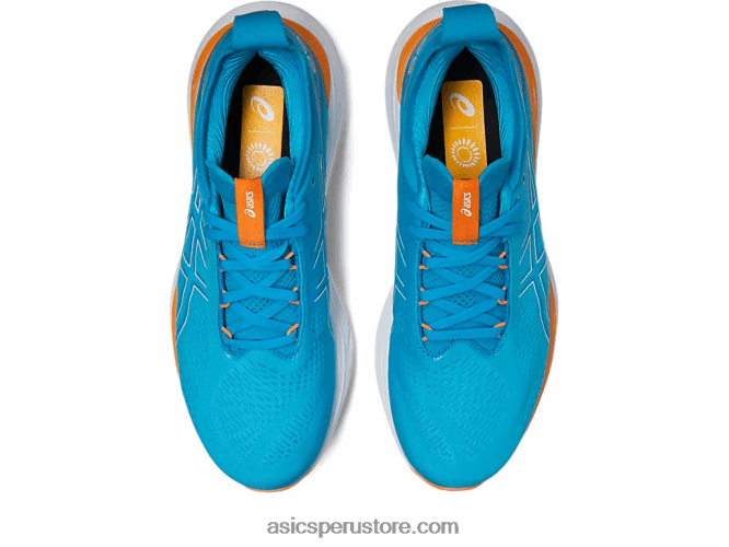 RPVB341 azul isla/melocotón sol Asics gel-nimbus 25 de ancho