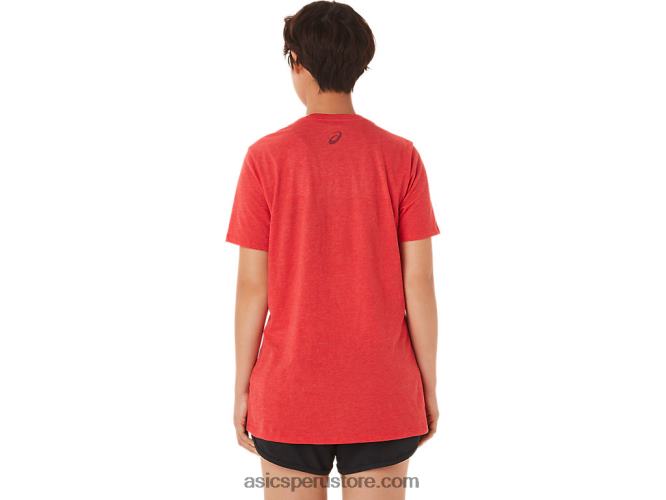 RPVB3422 brezo rojo clásico Asics rayas de mujer con cuello en v