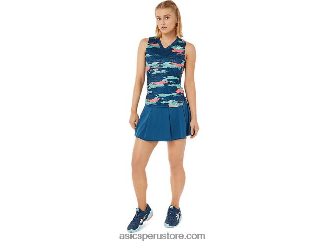 RPVB3476 índigo claro Asics Camiseta sin mangas con gráfico Match para mujer